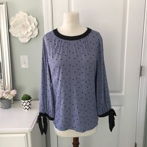 LOFT Periwinkle Black Dotted Blouse